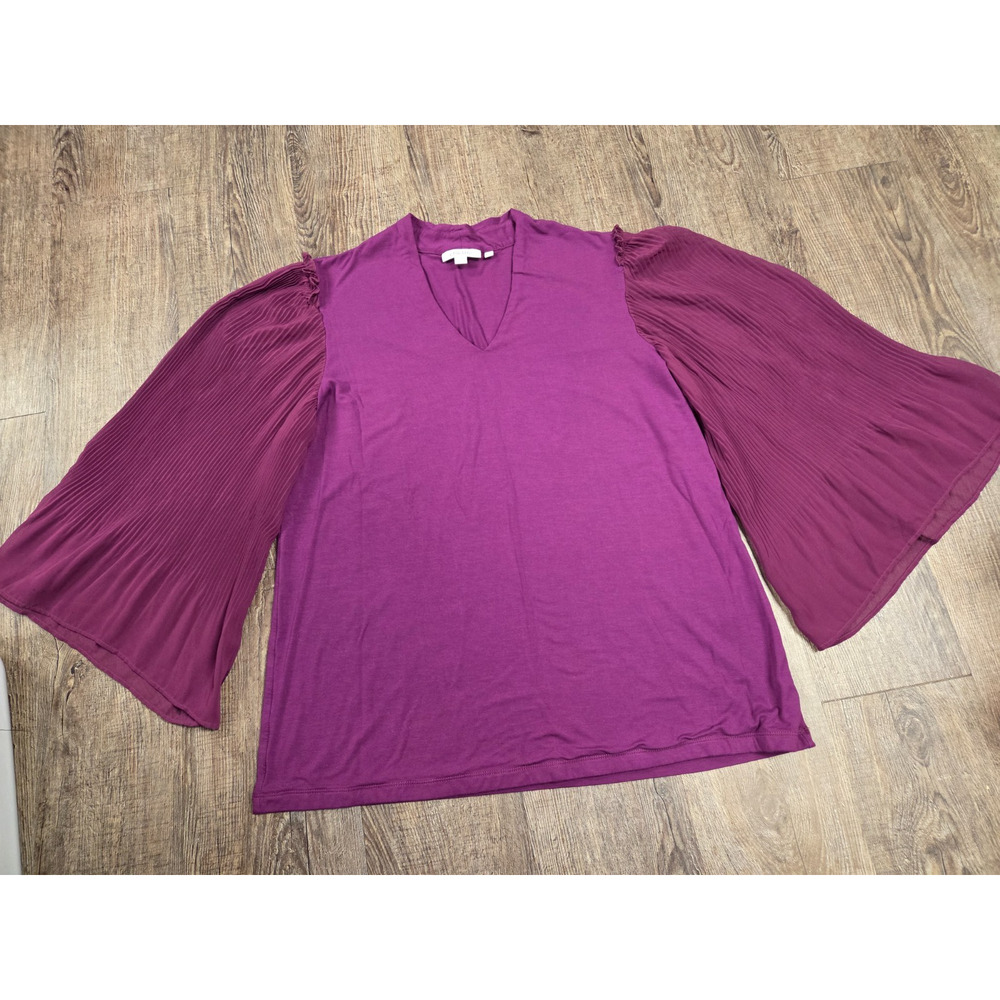 Chico's Dark Pink Purple Bell Sleeve Blouse Shirt Size 2 Large